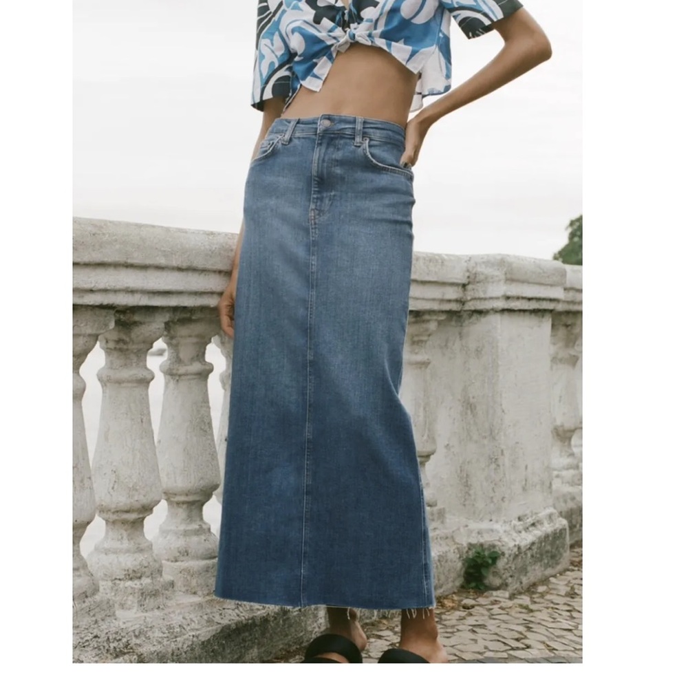 Zara Blue Denim Pencil Skirt